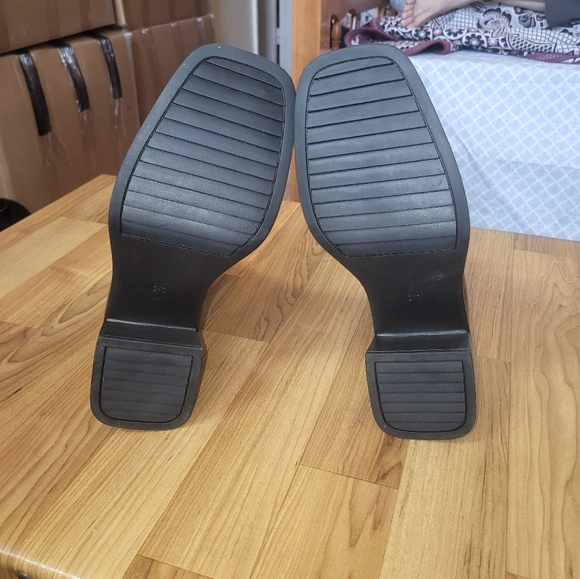 Women's Genuine Leather Square Toe Ankle Boots with Chunky Heel - Winter Knitted - Picture 14 of 16